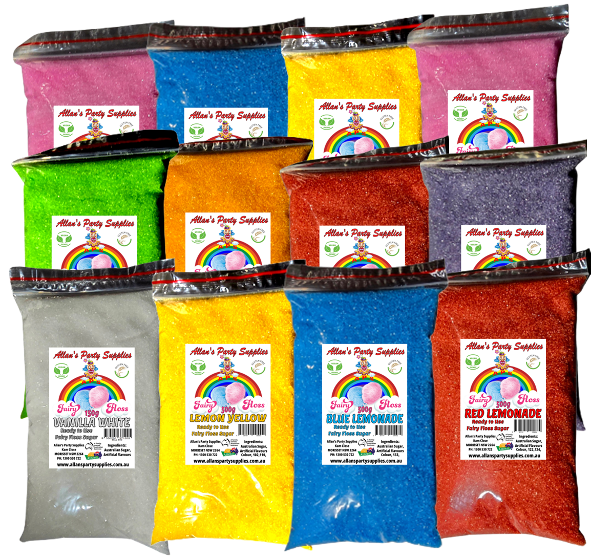 #2 APS, 12 x 500g Fairy Floss Sugar Ready to Use, 12 Flavours, or 12 Same Flavour