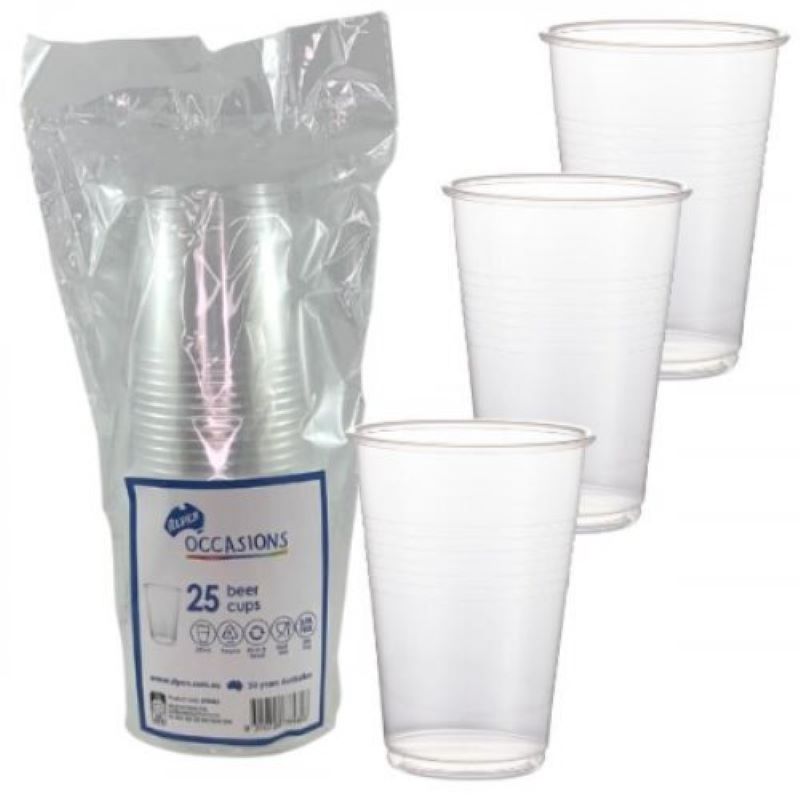 500 Carton Plastic Beer Cups 285ml Reusable or Recycle when Finished