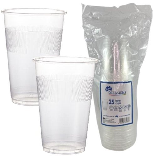 Carton 500 Plastic Beer Cups 425ml Reusable or Recycle when Finished