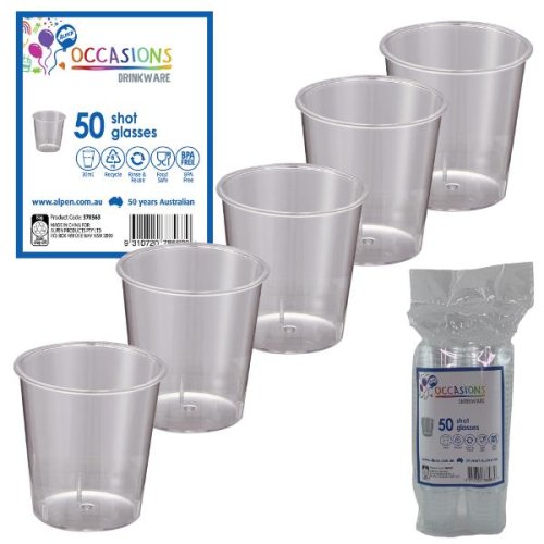 Shot Glasses Clear Plastic Pk50 - 30ml