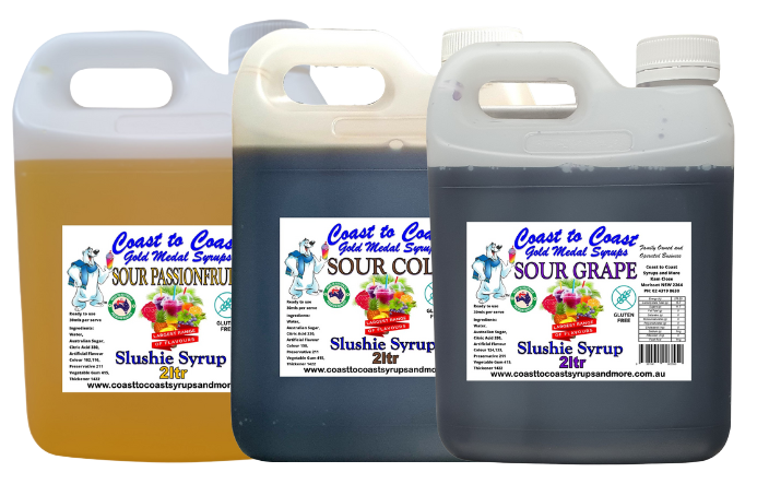 #1s Coast to Coast Gold Medal Syrups®, Sour, 3 x 2ltr Premium Sour Slushie Syrups.