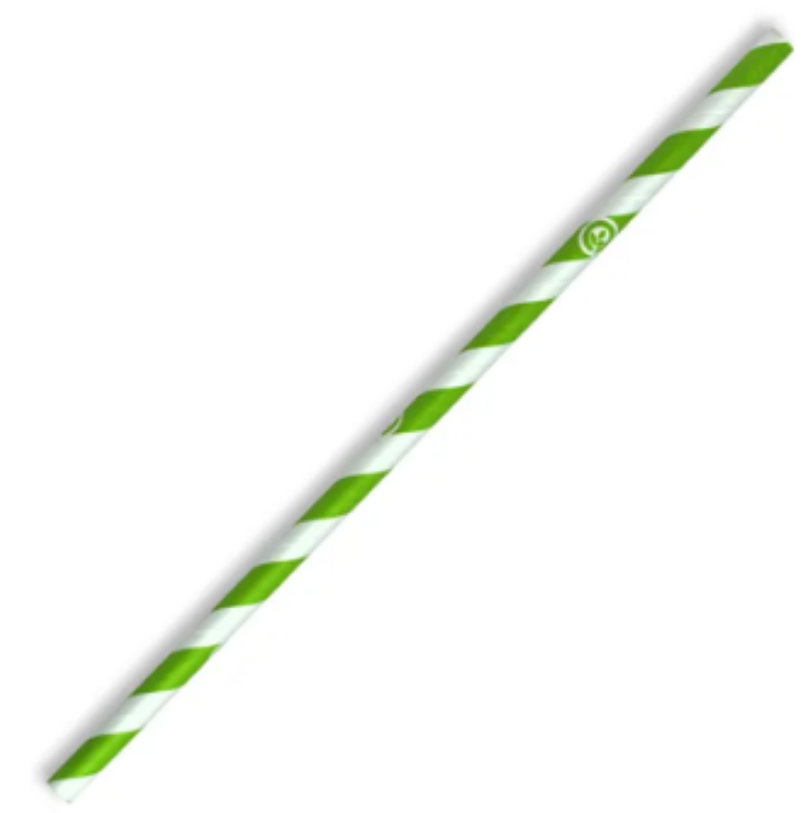 Green Stripe Regular 6mm Bio Straw 50pk