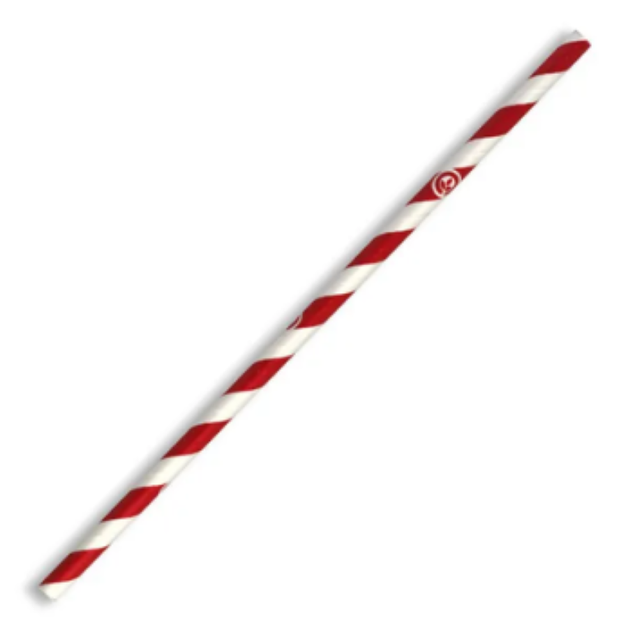 Red Stripe Regular 6mm Bio Straw 50pk