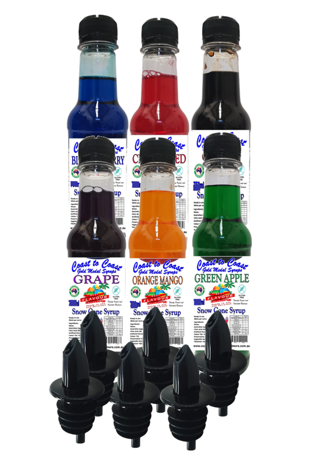 #1 Coast to Coast Gold Medal Syrups® 6 x 250ml With Pourers Snow Cone Syrup