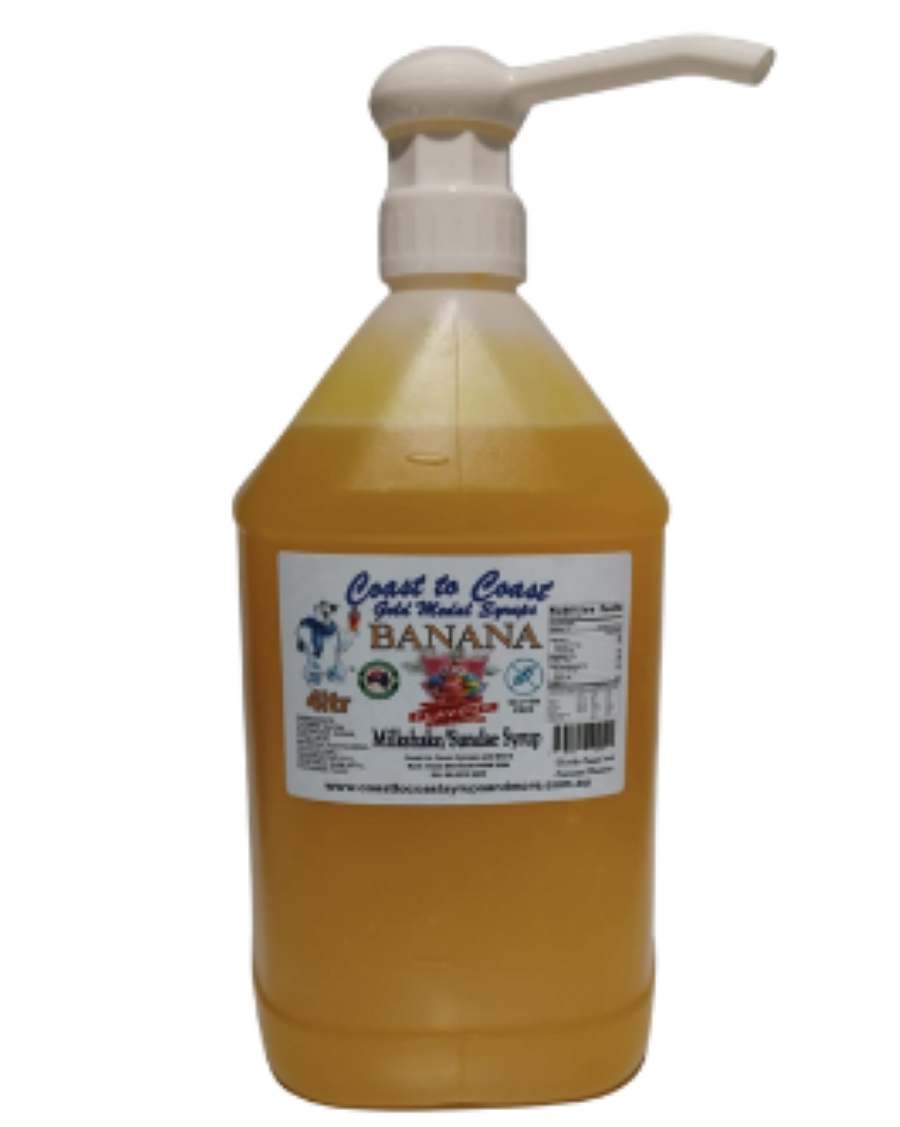 #4 Banana, Milkshake/Sundae toppings 4ltr with pump, Coast to Coast Gold Medal Syrups®