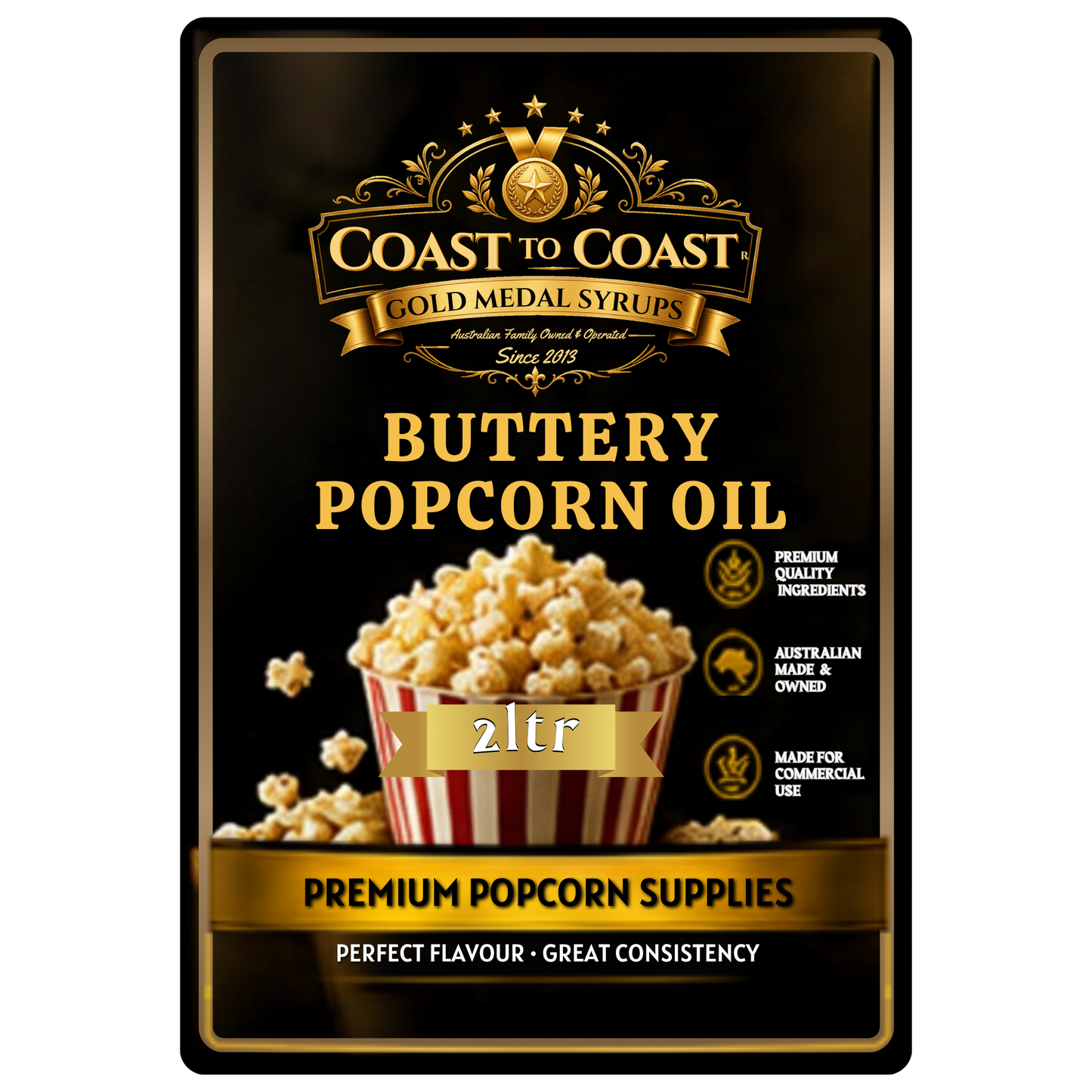 Premium Buttery Popcorn Oil 2ltr - Coast to Coast Gold Medal Syrups®
