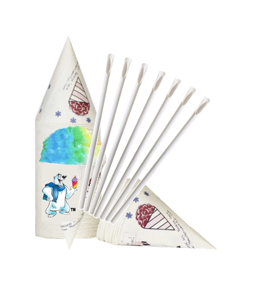 Snow Cone Cups and Spoon Straws 50pk Coast to Coast Gold Medal Syrups®
