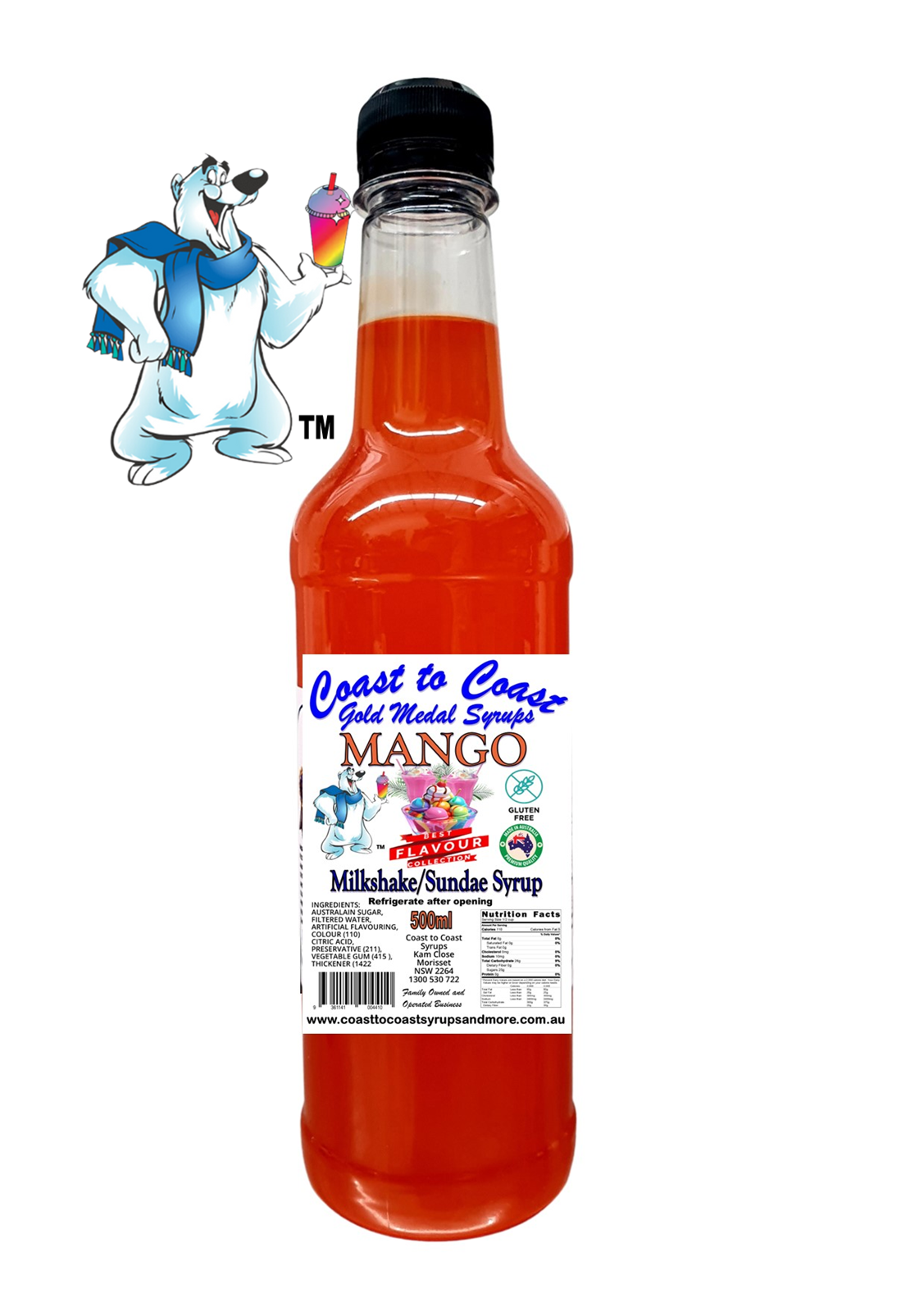 #1 Mango, Milkshake/Sundae toppings 500ml, Coast to Coast Gold Medal Syrups®