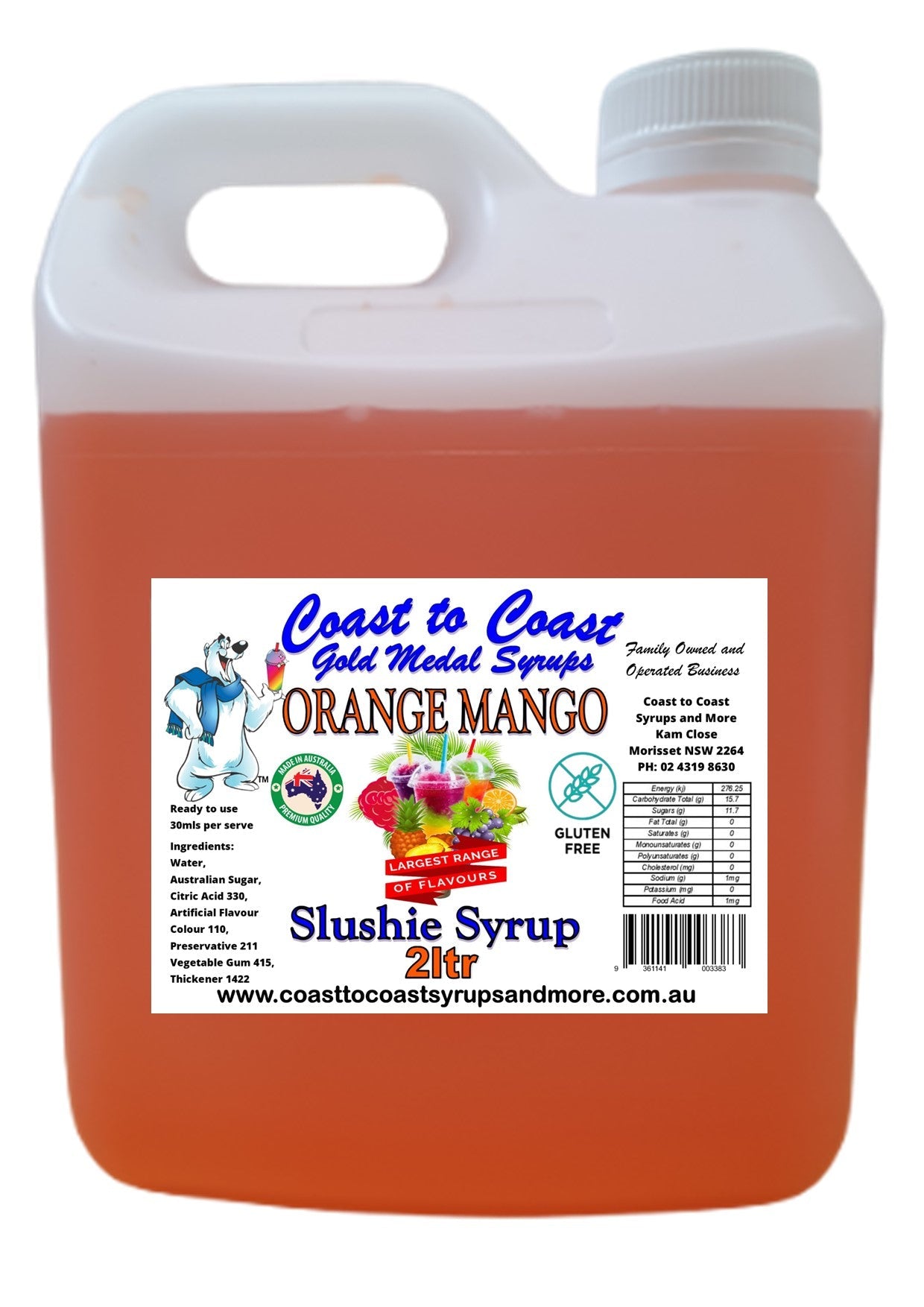 #1 Coast to Coast Gold Medal Syrups®, 2ltr, Premium Slushie Syrup