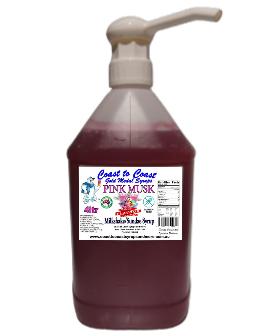 #4 Pink Musk, Milkshake/Sundae Toppings 4ltr with pump, Coast to Coast Gold Medal Syrups®