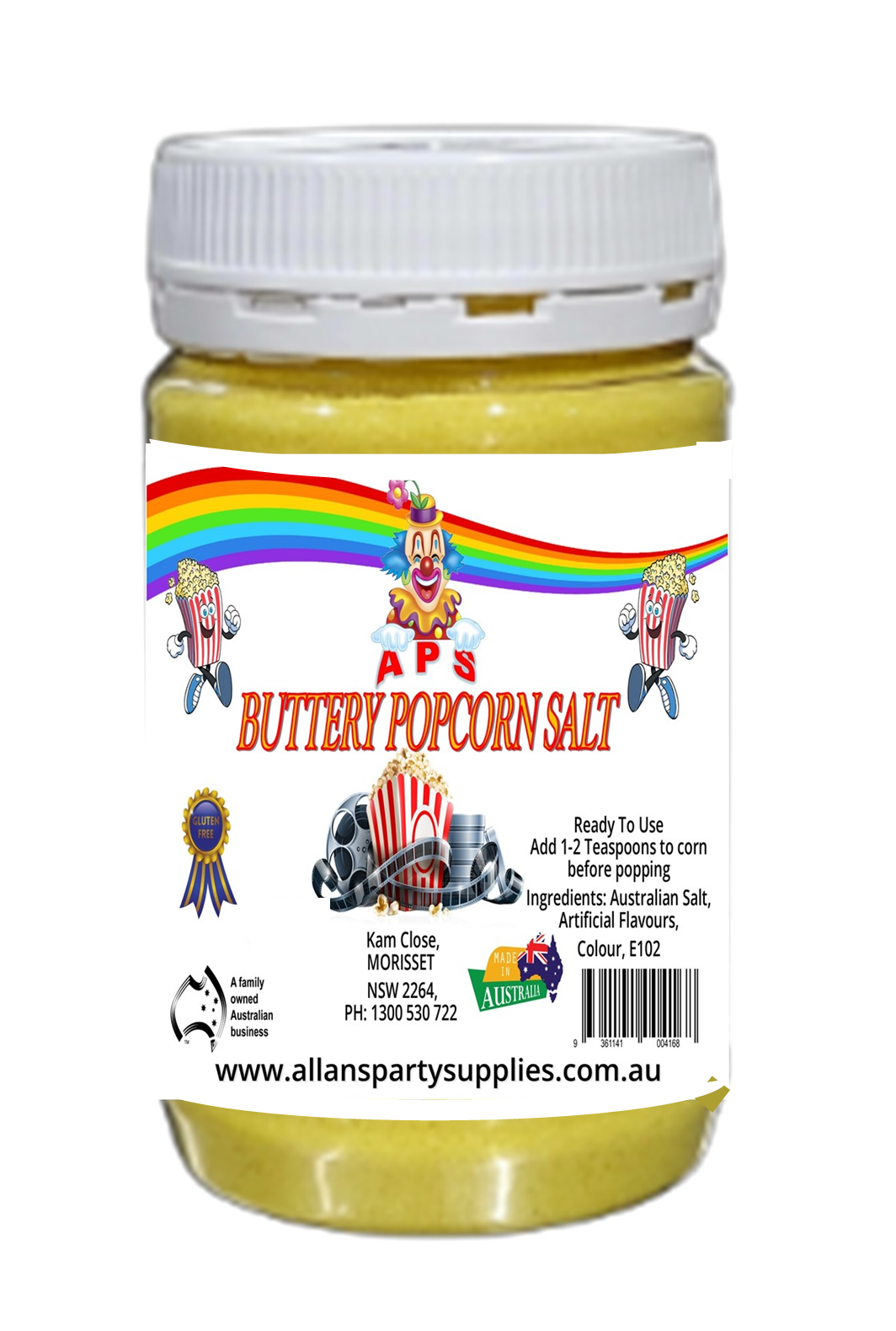 #1 APS, 375g Butter Popcorn Salt, Cinema Quality Popcorn Salt,