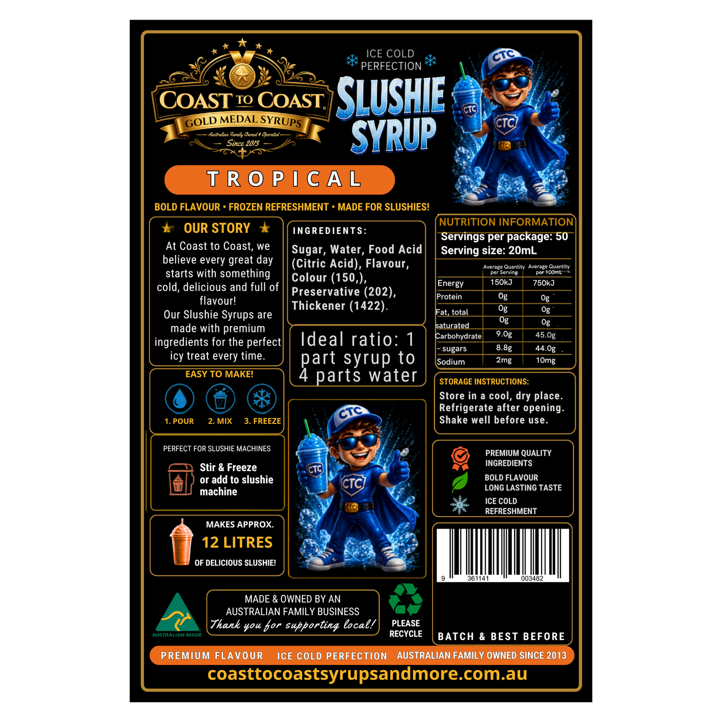 Premium Tropical Slushie Syrups 2ltr - Coast to Coast Gold Medal Syrups