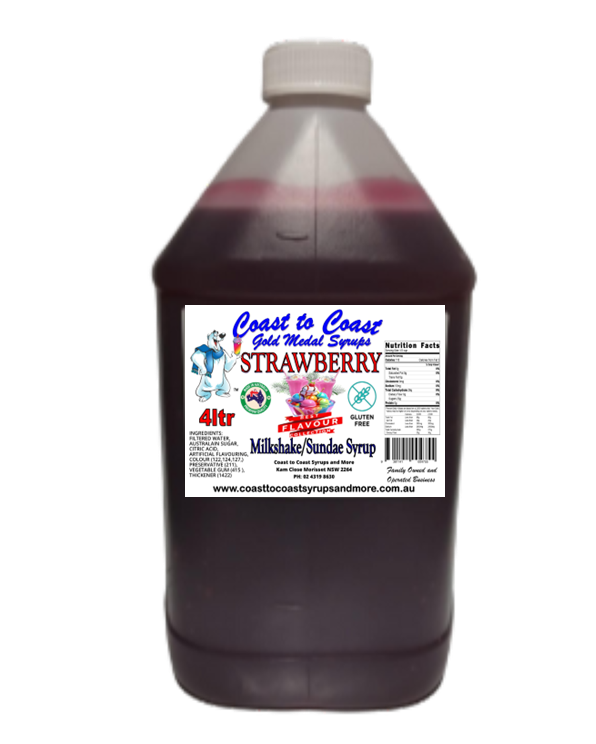 #4 Strawberry, Milkshake/Sundae Toppings 4ltr, Coast to Coast Gold Medal Syrups®