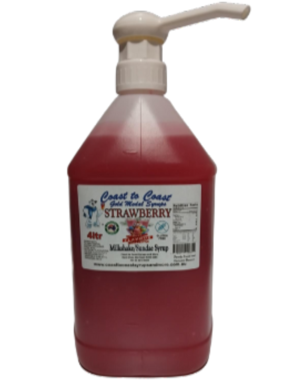#4 Strawberry, Milkshake/Sundae Toppings 4ltr with pump, Coast to Coast Gold Medal Syrups®