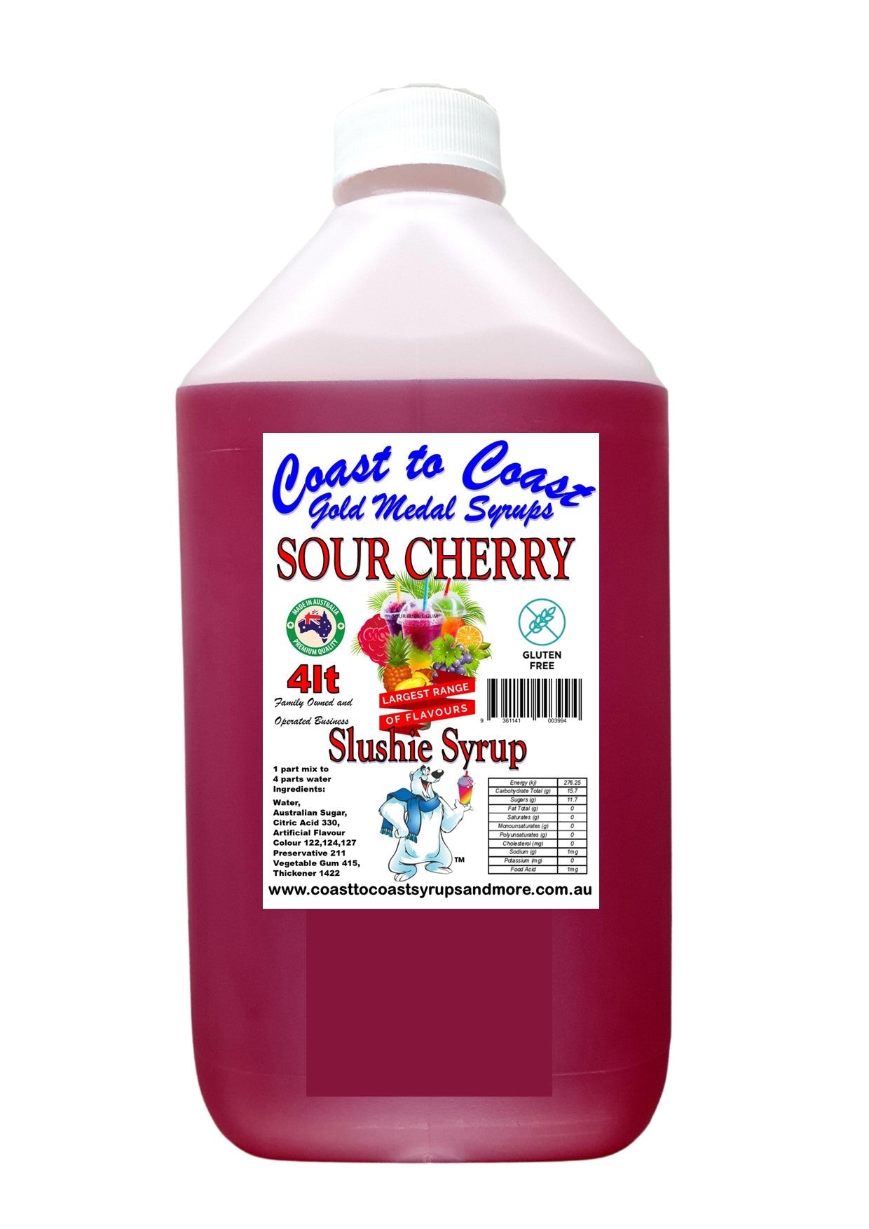 #3s Coast to Coast Gold Medal Syrups®, Sour, 4ltr, Premium Sour Slushie Syrup