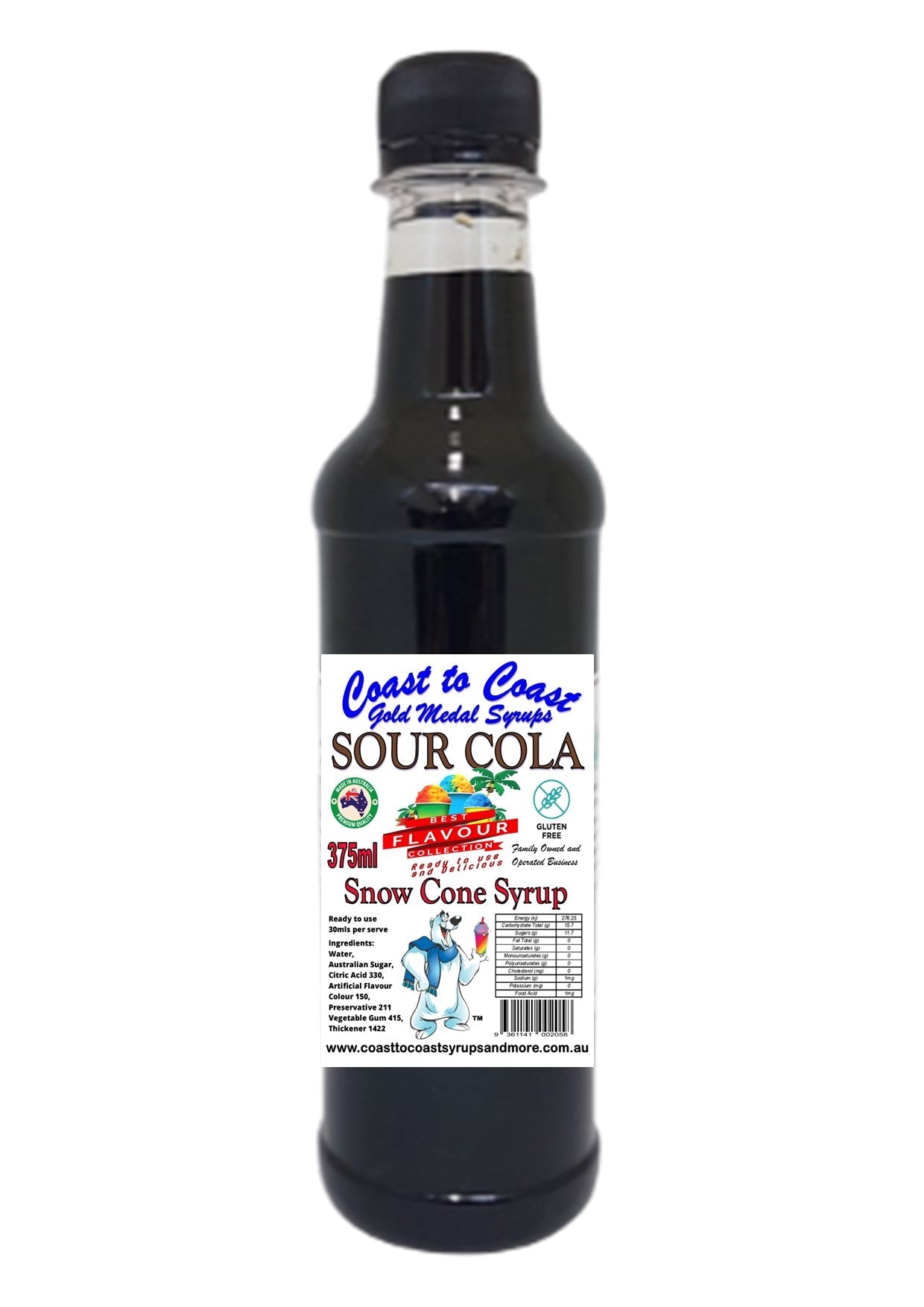 #2 New Sour Range, Coast to Coast Gold Medal Syrups®, 375ml Premium Sour Snow Cone Syrup