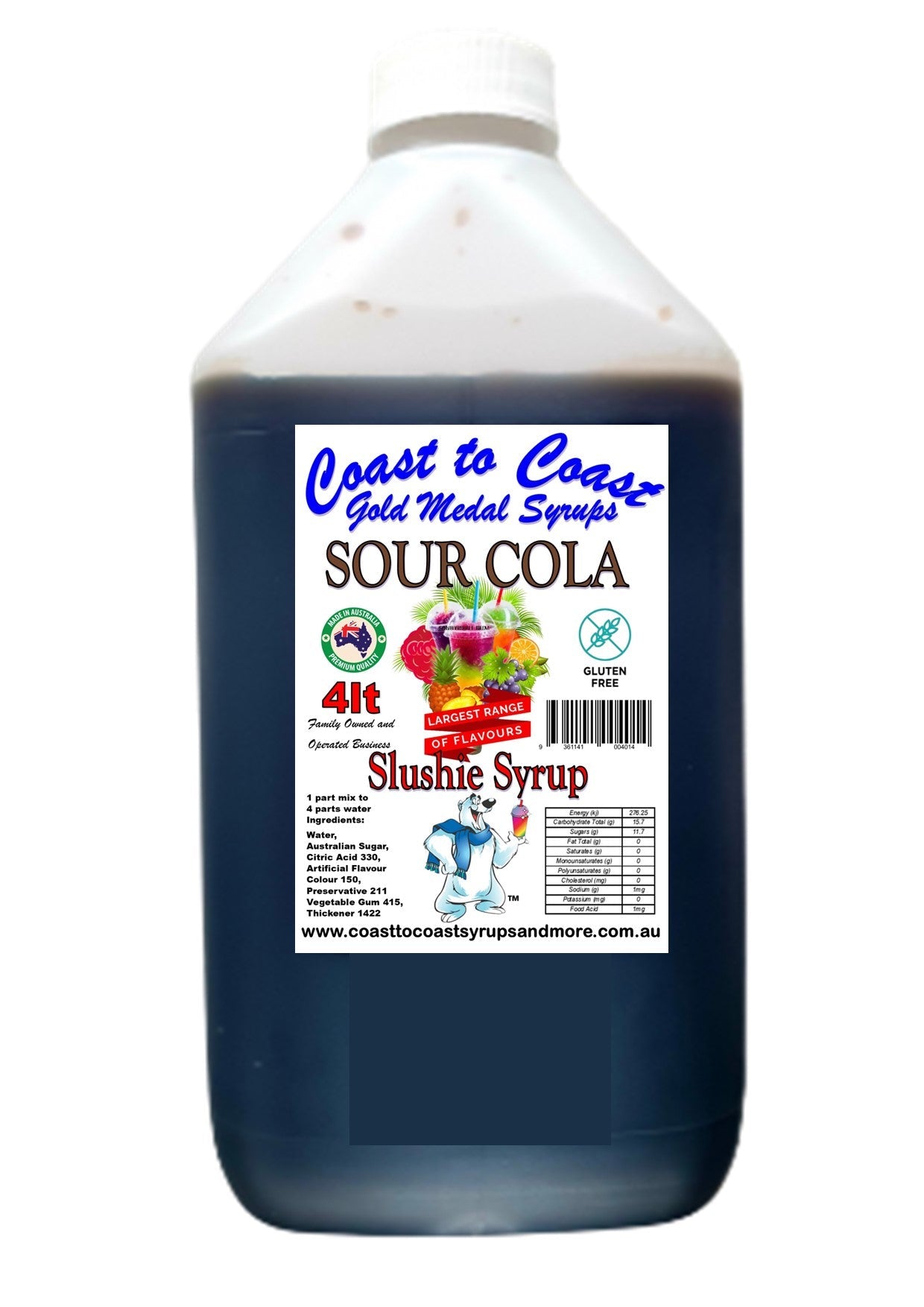 #3s Coast to Coast Gold Medal Syrups®, Sour, 4ltr, Premium Sour Slushie Syrup