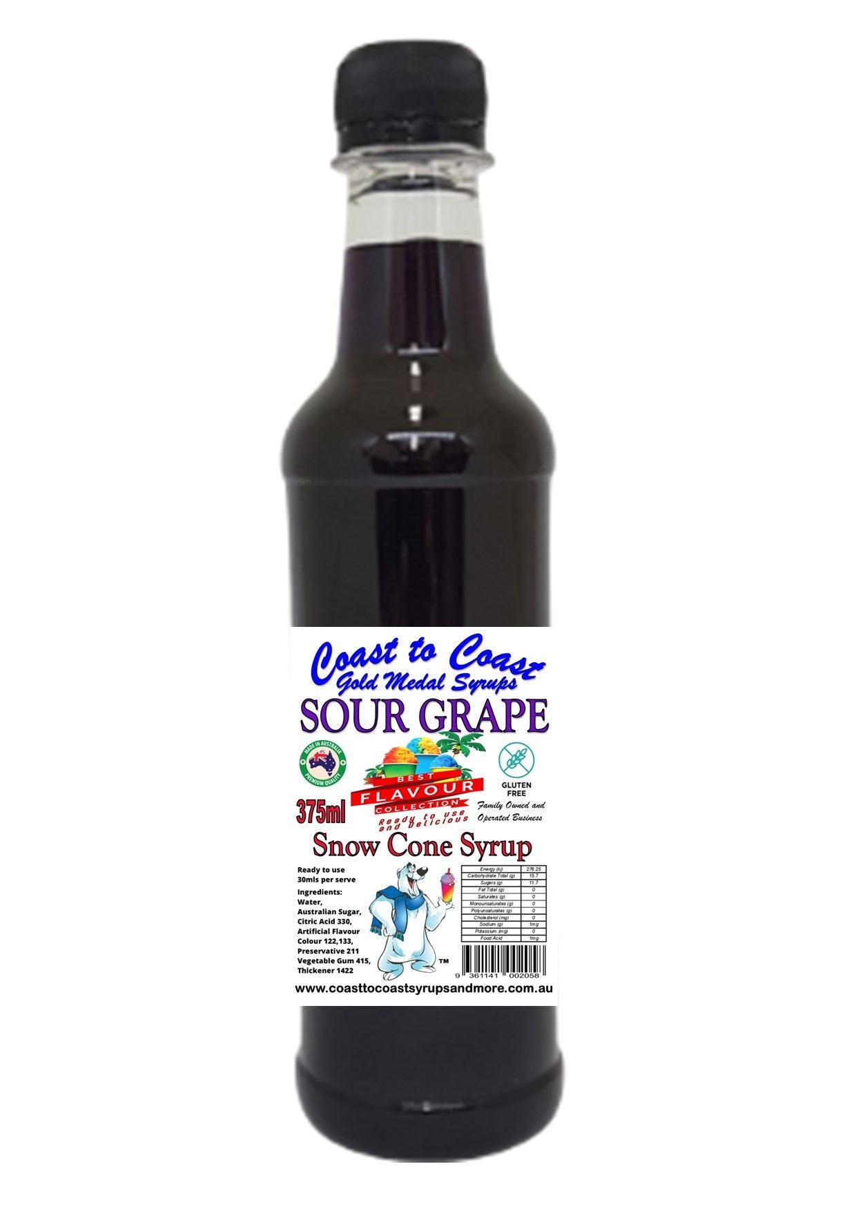 #2 New Sour Range, Coast to Coast Gold Medal Syrups®, 375ml Premium Sour Snow Cone Syrup