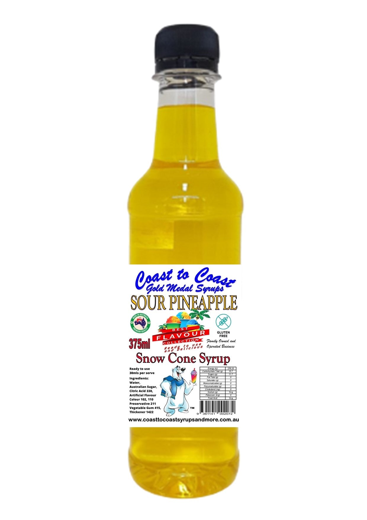 #2 New Sour Range, Coast to Coast Gold Medal Syrups®, 375ml Premium Sour Snow Cone Syrup