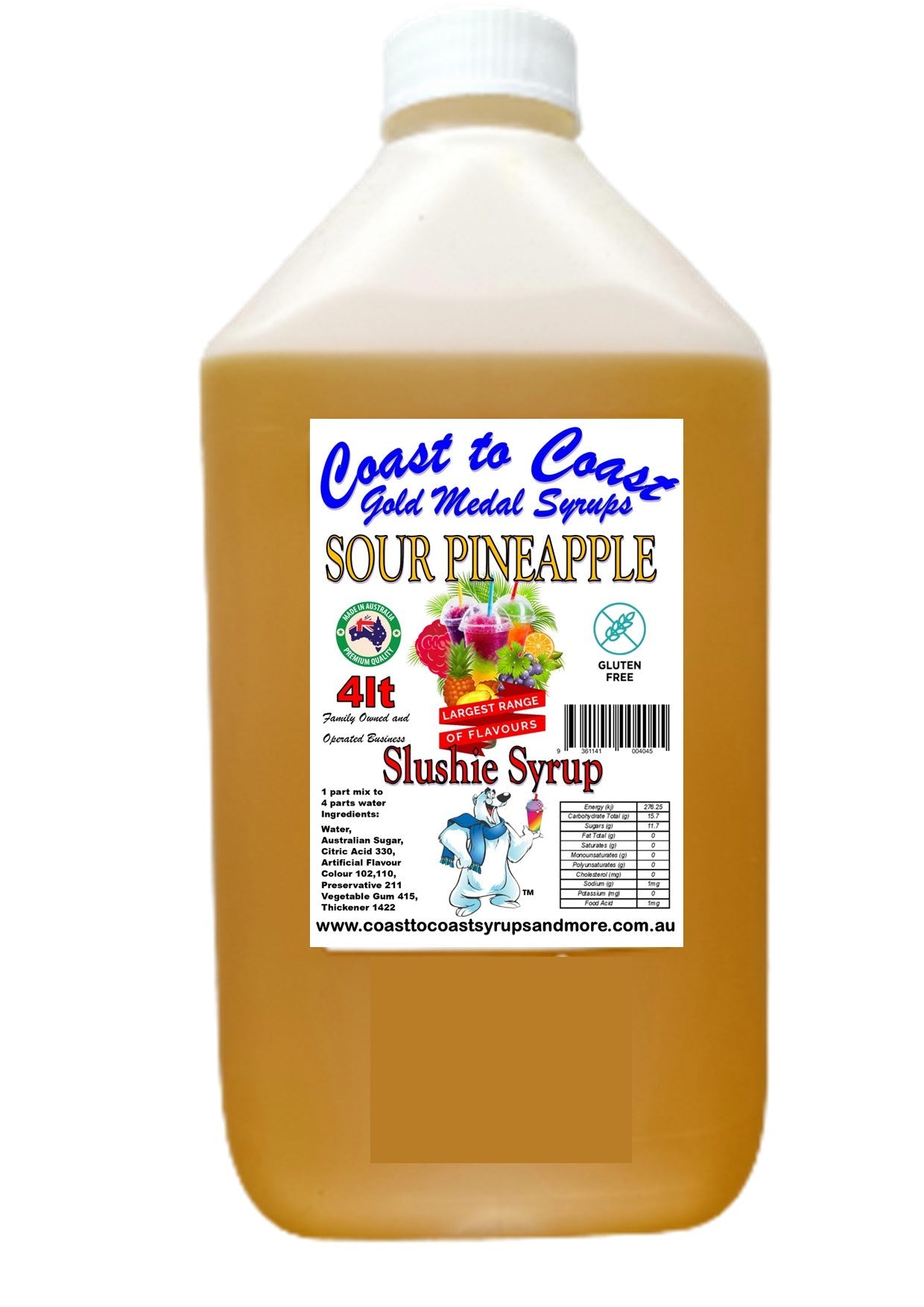 #3s Coast to Coast Gold Medal Syrups®, Sour, 4ltr, Premium Sour Slushie Syrup