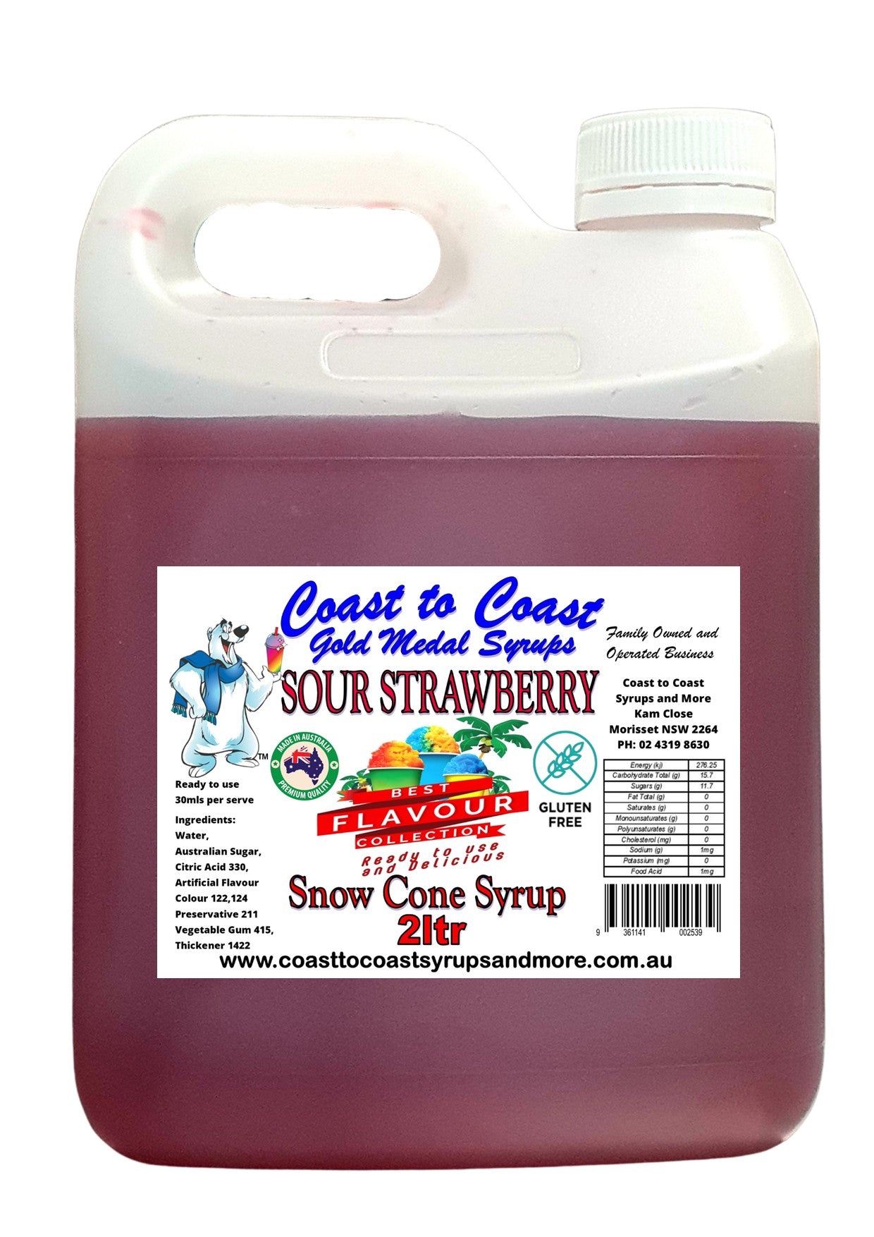 #5 NEW SOUR RANGE, COAST TO COAST GOLD MEDAL SYRUPS®, 2LTR PREMIUM SOUR SNOW CONE SYRUP