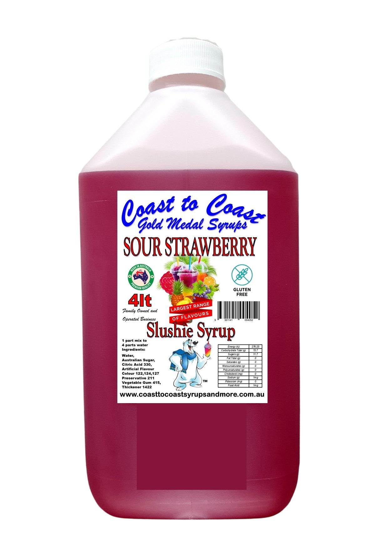 #3s Coast to Coast Gold Medal Syrups®, Sour, 4ltr, Premium Sour Slushie Syrup