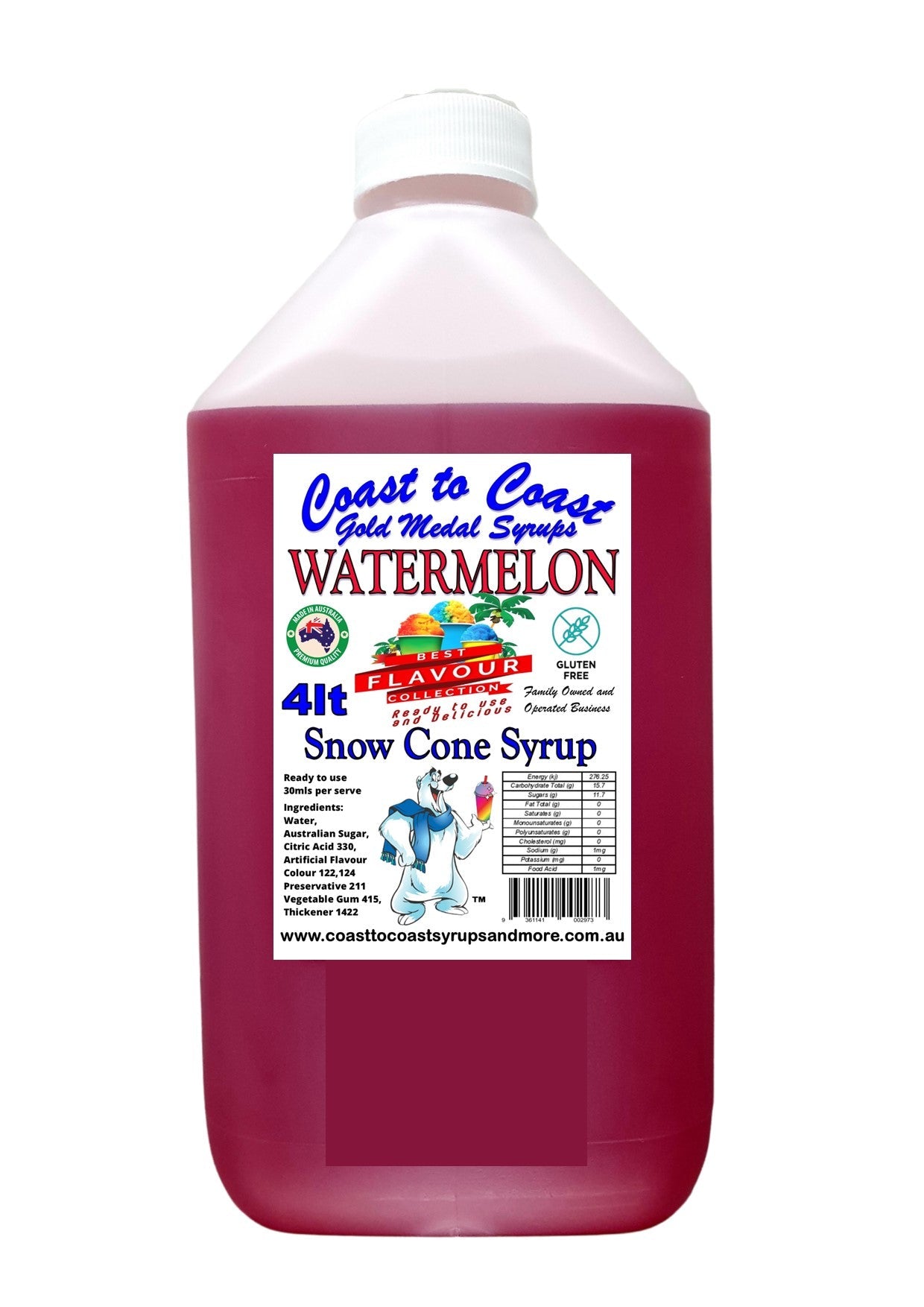 #6 Coast to Coast Gold Medal Syrup®, Premium Snow Cone Syrup 4ltr
