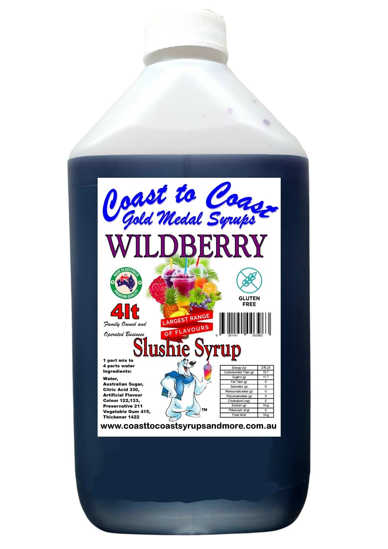 #3 Coast to Coast Gold Medal Syrups®, 4ltr, Premium Slushie Syrup