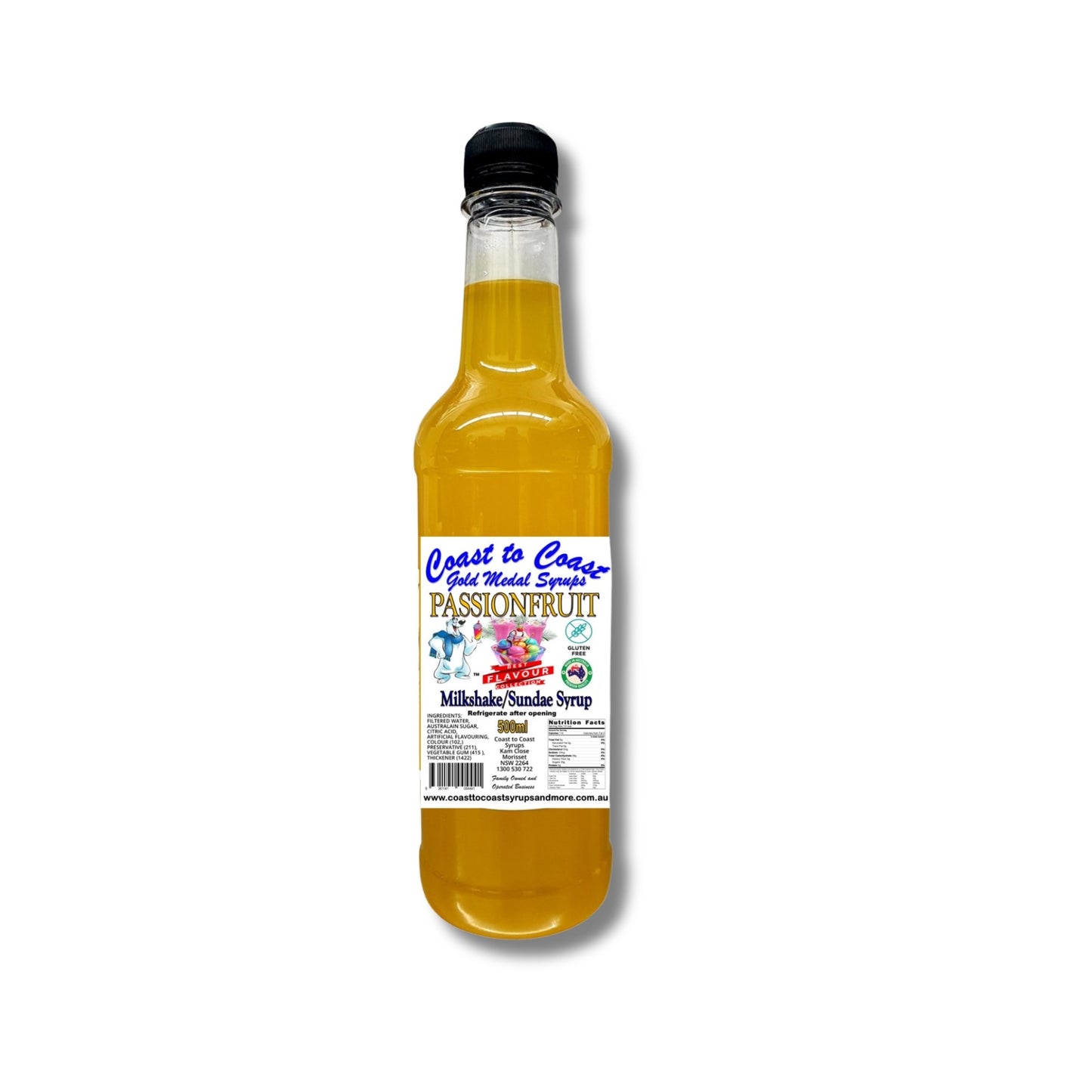 #1 Passionfruit, Milkshake/Sundae toppings 500ml, Coast to Coast Gold Medal Syrups®