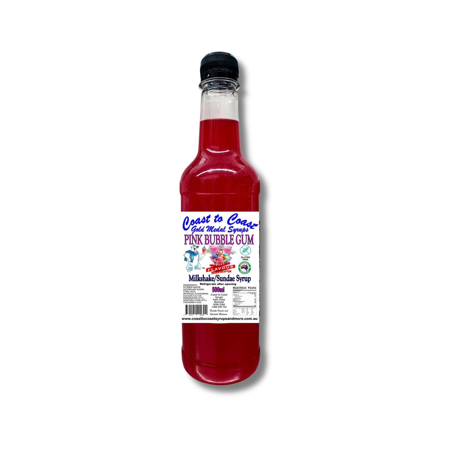 #1 Pink Bubble Gum, Milkshake/Sundae toppings 500ml, Coast to Coast Gold Medal Syrups®