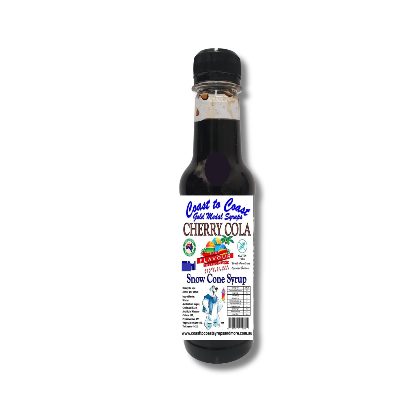 1.Cherry Cola Snow Cone Syrup 250ml – Premium Ice Syrup | Coast to Coast Gold Medal Syrups®