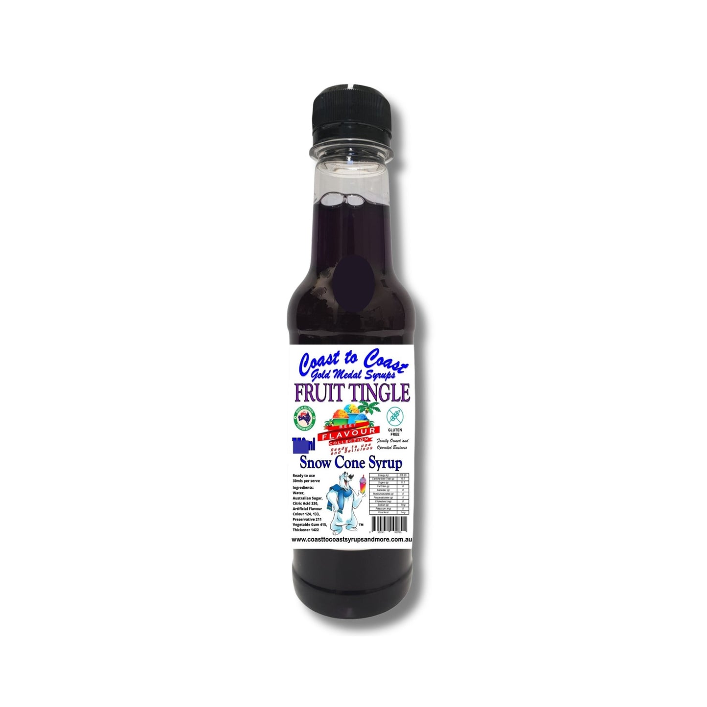 1.Fruit Tingle Snow Cone Syrup 250ml – Premium Ice Syrup | Coast to Coast Gold Medal Syrups®