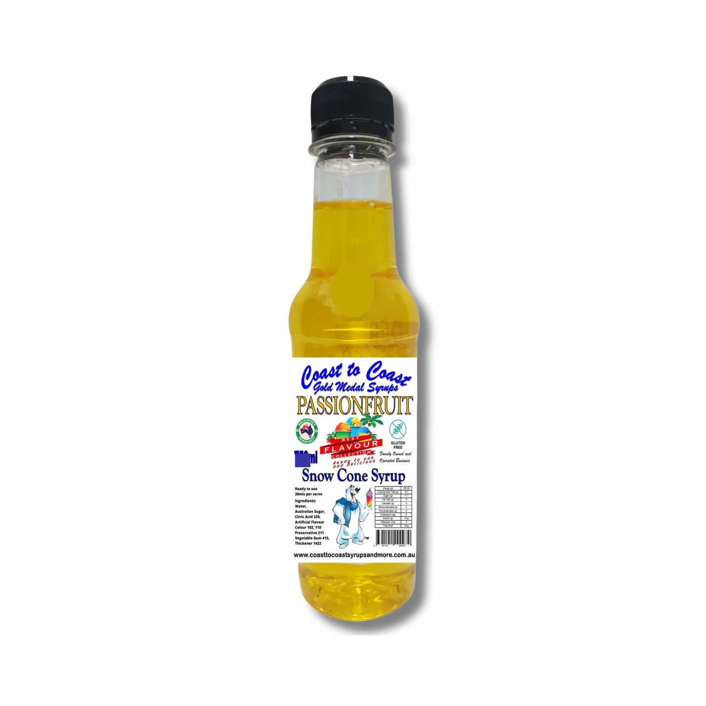 1.Passionfruit Snow Cone Syrup 250ml – Premium Ice Syrup | Coast to Coast Gold Medal Syrups®