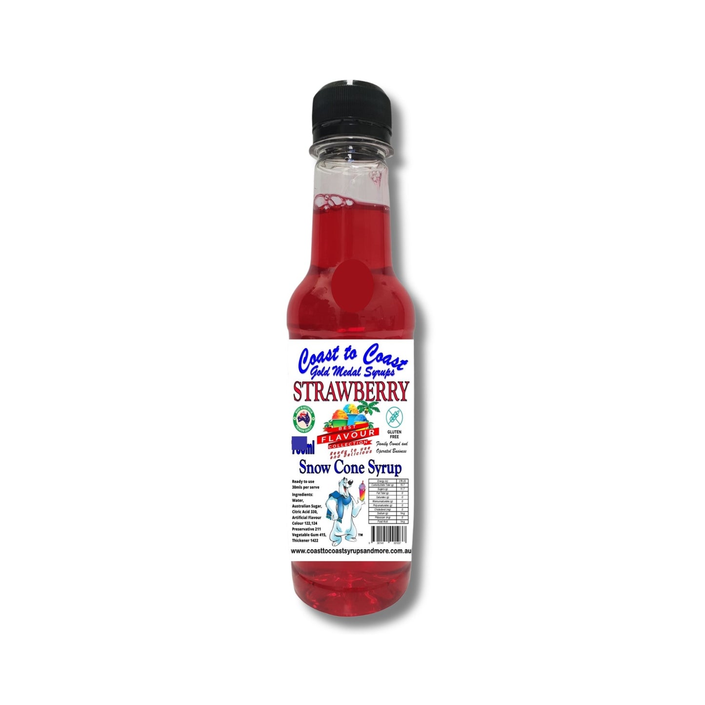 1.Strawberry Snow Cone Syrup 250ml – Premium Ice Syrup | Coast to Coast Gold Medal Syrups®