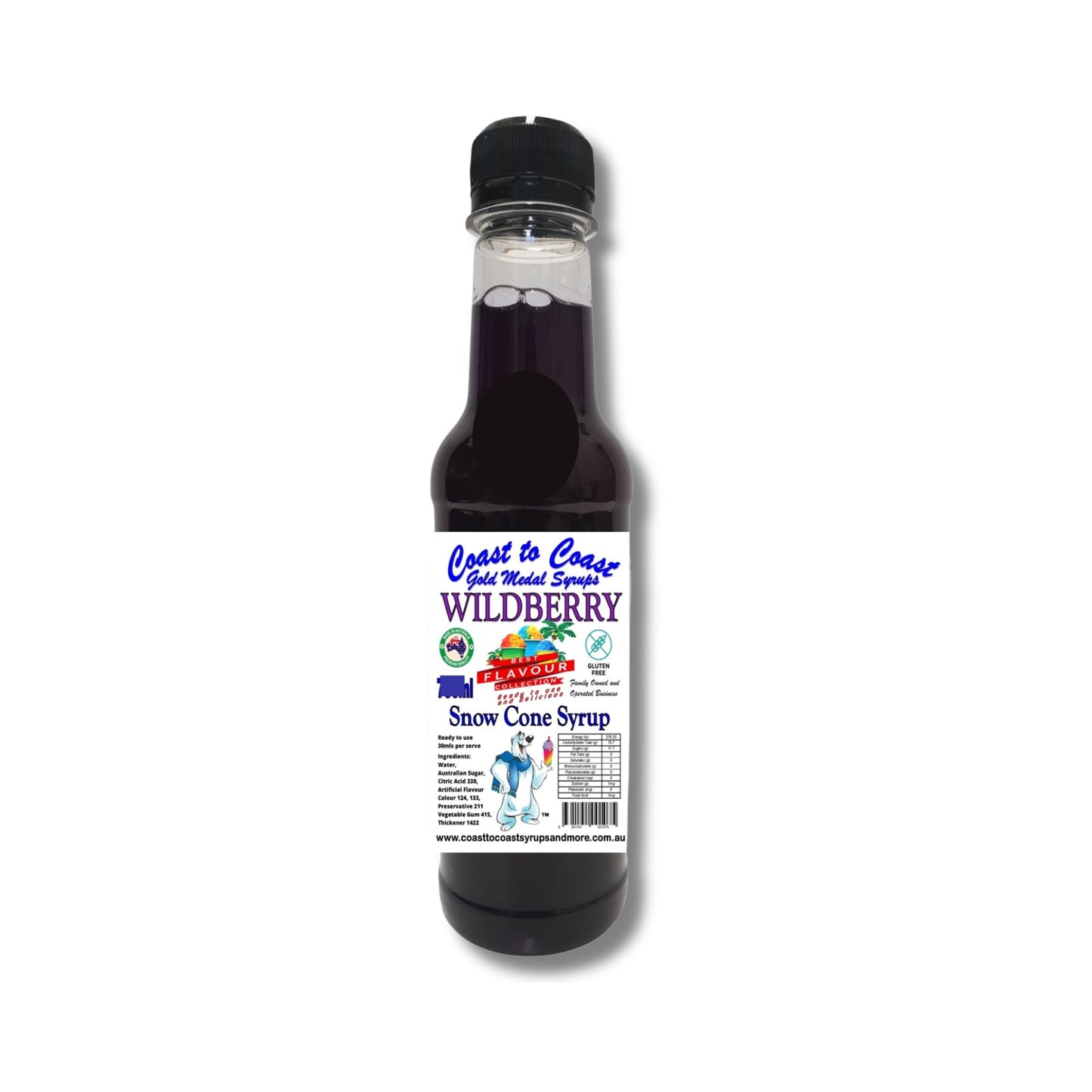 1.Wildberry Snow Cone Syrup 250ml – Premium Ice Syrup | Coast to Coast Gold Medal Syrups®