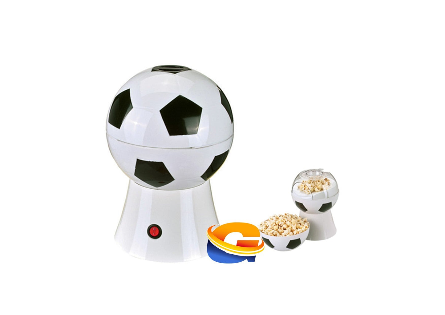 #6 APS, Soccer Ball Mini Hot Air Popcorn Machine, Easy To Use, Black & White