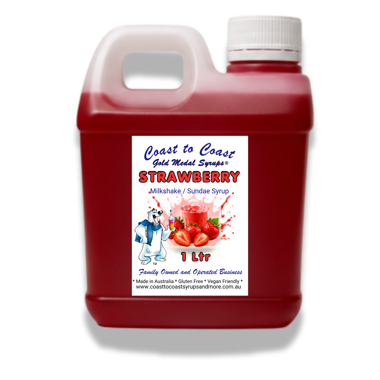 #2 Strawberry, Milkshake/Sundae toppings 1ltr, Coast to Coast Gold Medal Syrups®