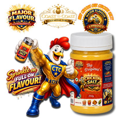 Major Flavour™ Premium Chicken Salt, 350g Jar, Coast to Coast Gold Medal Syrups®