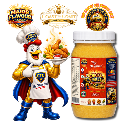 Major Flavour™ Premium Chicken Salt, 500g Jar, Coast to Coast Gold Medal Syrups®