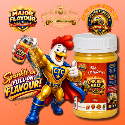 Major Flavour™ Premium Chicken Salt, 350g Jar, Coast to Coast Gold Medal Syrups®