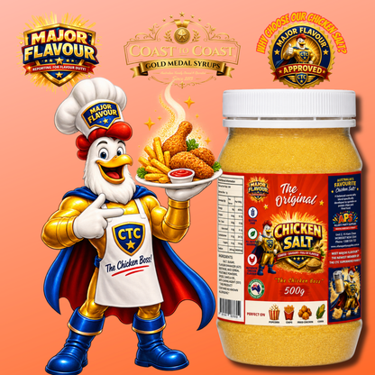 Major Flavour™ Premium Chicken Salt, 500g Jar, Coast to Coast Gold Medal Syrups®