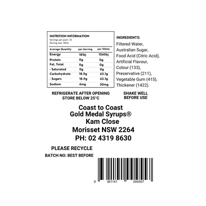 #2 Blue Bubble Gum, Milkshake/Sundae toppings 1ltr, Coast to Coast Gold Medal Syrups®