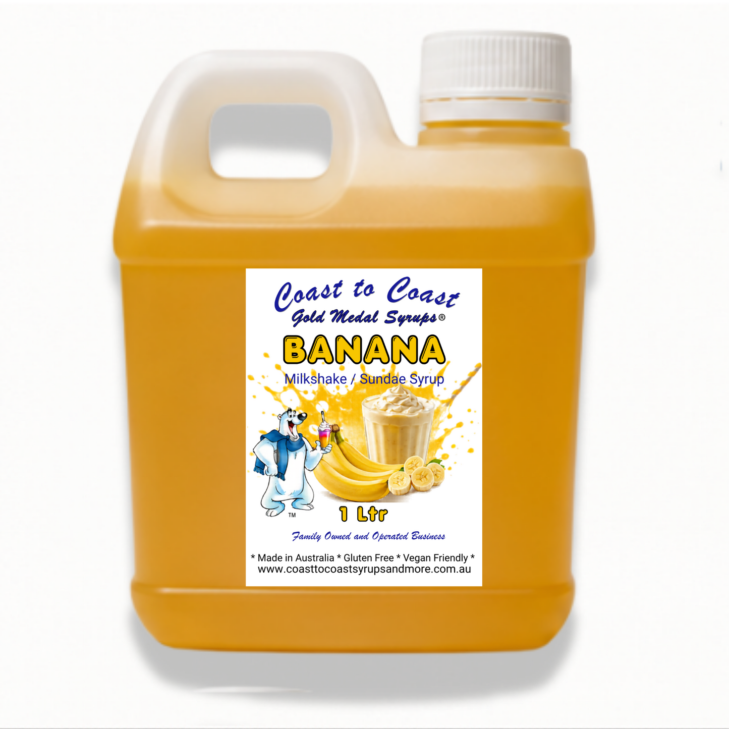 #2 Banana, Milkshake/Sundae toppings 1ltr, Coast to Coast Gold Medal Syrups®