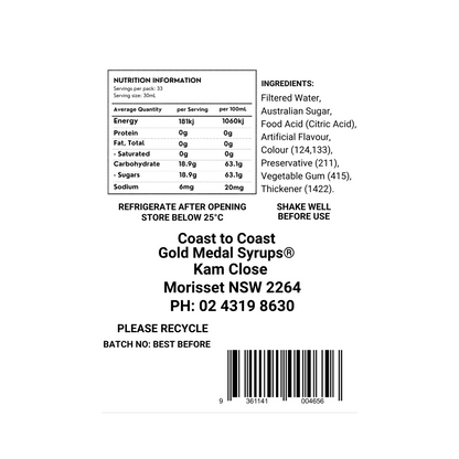 #2 Fruit Tingle, Milkshake/Sundae toppings 1ltr, Coast to Coast Gold Medal Syrups®