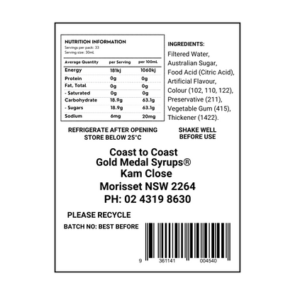 #2 Banana, Milkshake/Sundae toppings 1ltr, Coast to Coast Gold Medal Syrups®