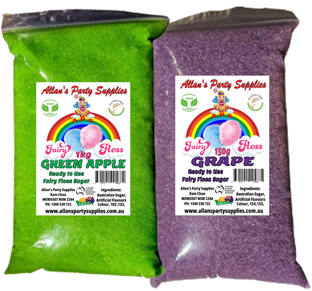 #3 APS, Premium Fairy Floss Sugar Ready to Use, 2 x 1kg over 35 Flavours,