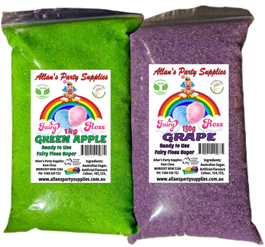 #3 APS, Premium Fairy Floss Sugar Ready to Use, 2 x 1kg over 35 Flavours,