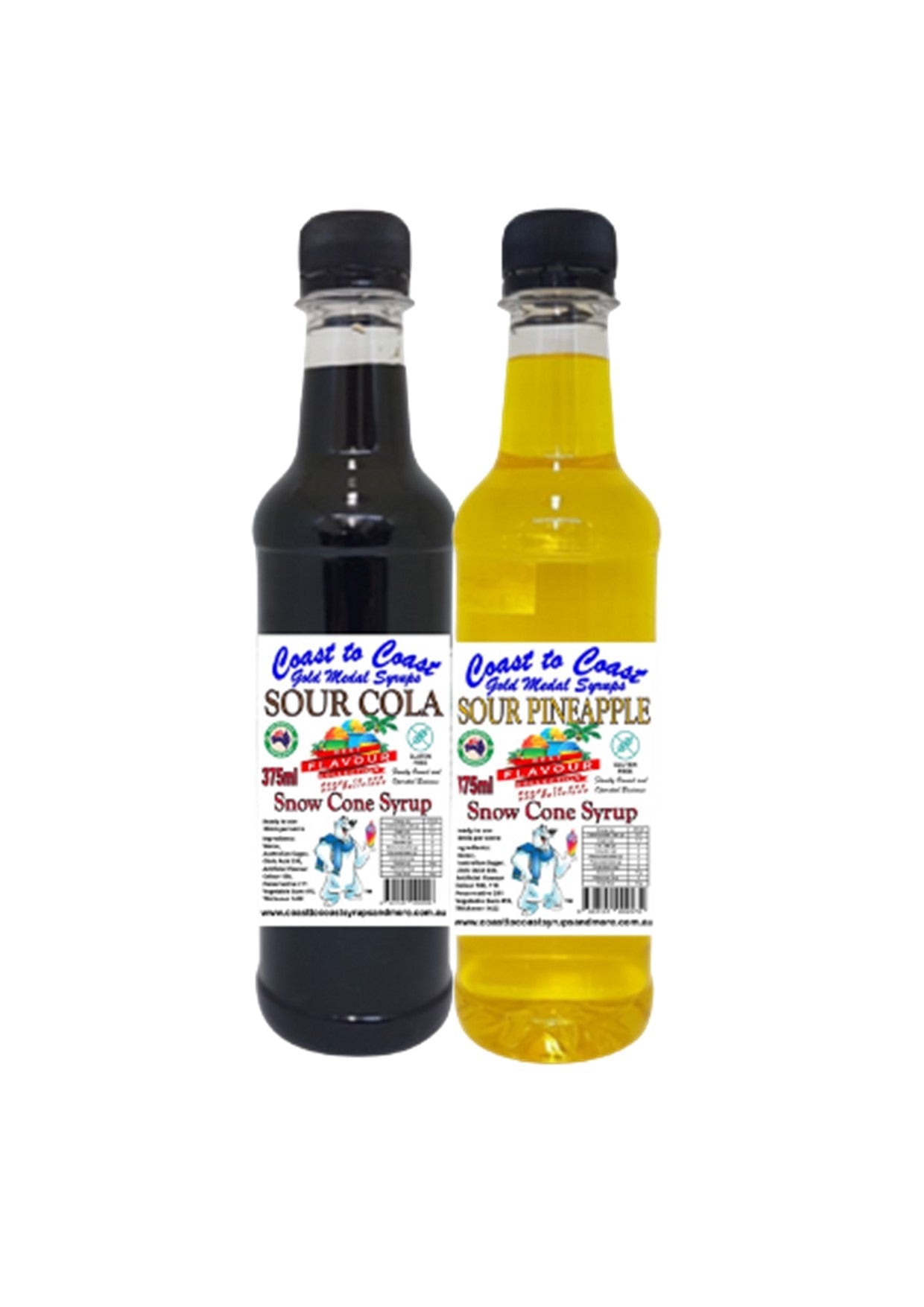 #2 New Sour Range, Coast to Coast Gold Medal Syrups®, 2 x 375ml Premium Sour Snow Cone Syrup