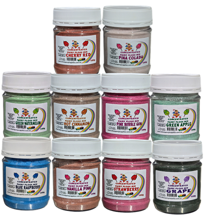 #4 APS, 10 X 150G Jars, Concentrated Fairy Floss Sugar. You Choose your flavours
