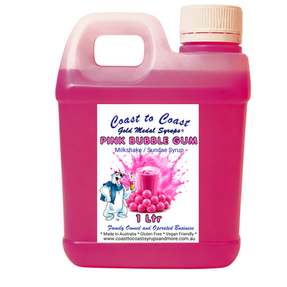 #2 Pink Bubble Gum, Milkshake/Sundae toppings 1ltr, Coast to Coast Gold Medal Syrups®